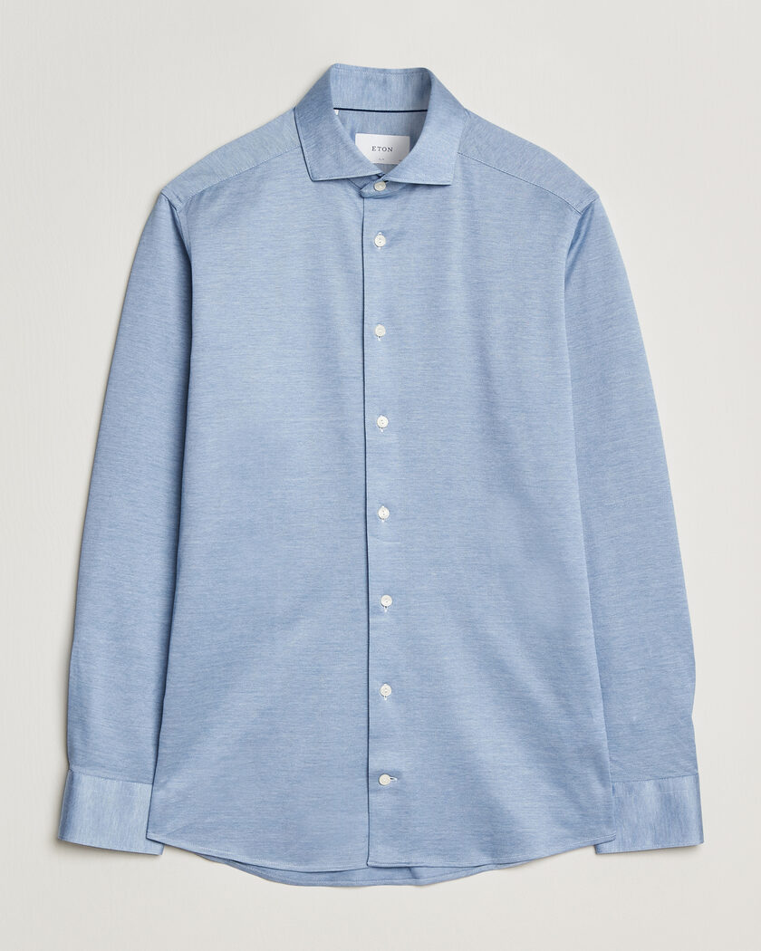 Eton Filo di Scozia Knitted Shirt Light Blue – Blue