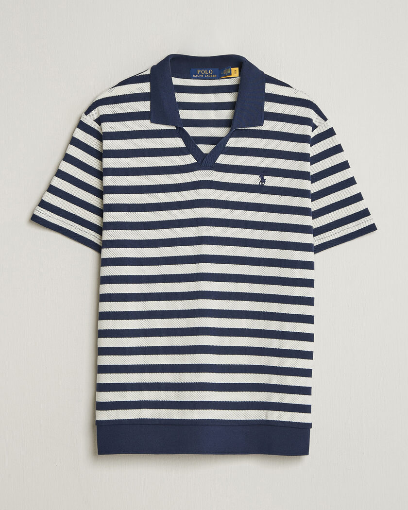 Polo Ralph Lauren Cotton Texture Striped Polo Newport Navy/Cream – Blue