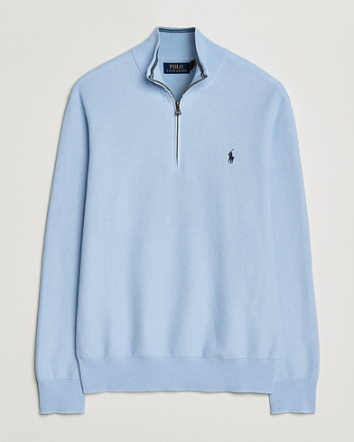 Polo Ralph Lauren Textured Half Zip Office Blue – Blue