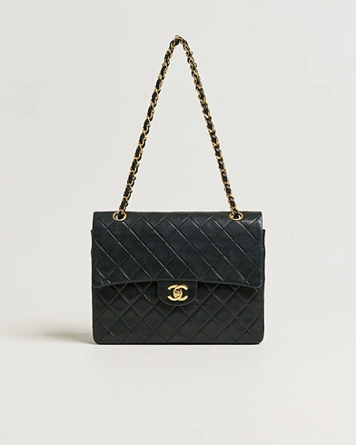 Chanel Pre-Owned Single Flap Bag Square Medium Lambskin Black – Black
