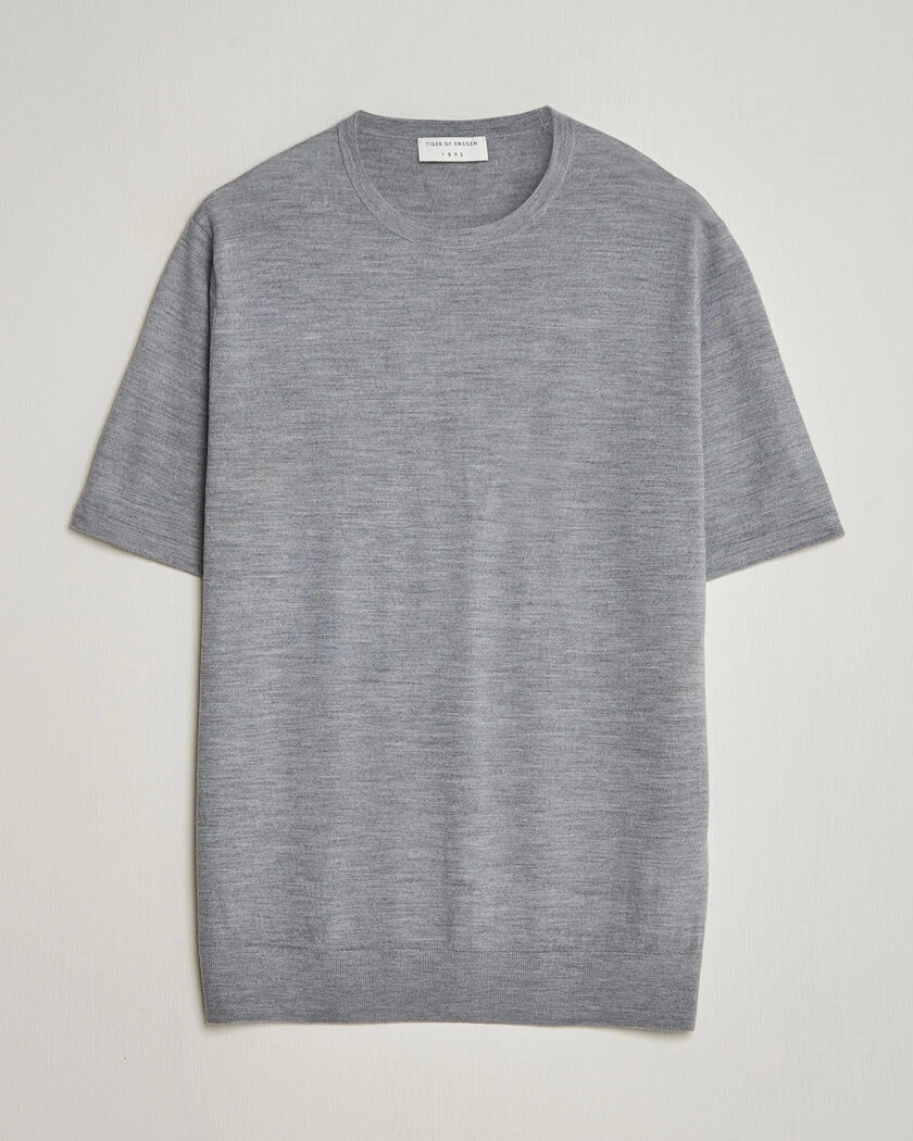 Tiger of Sweden Connor Knitted Crew Neck T-Shirt Grey Melange – Grey