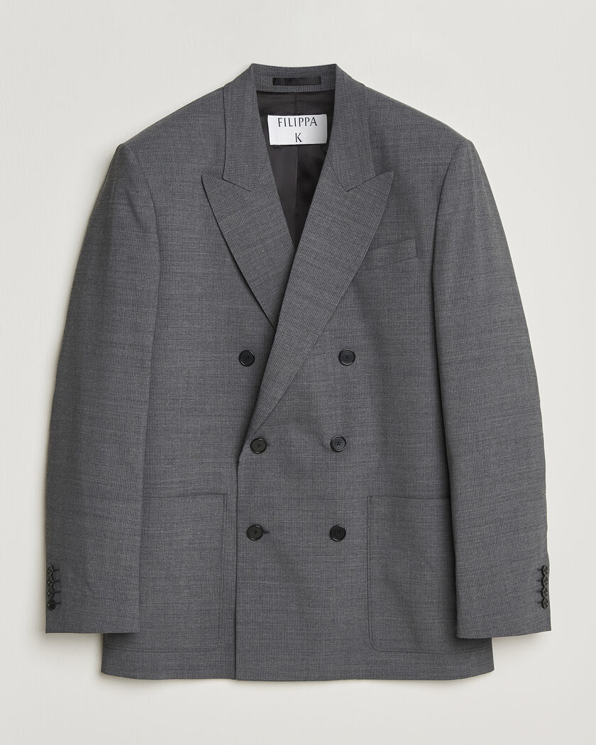 Filippa K Michael Wool Pinstriped Double Breasted Blazer Mid Grey – Grey