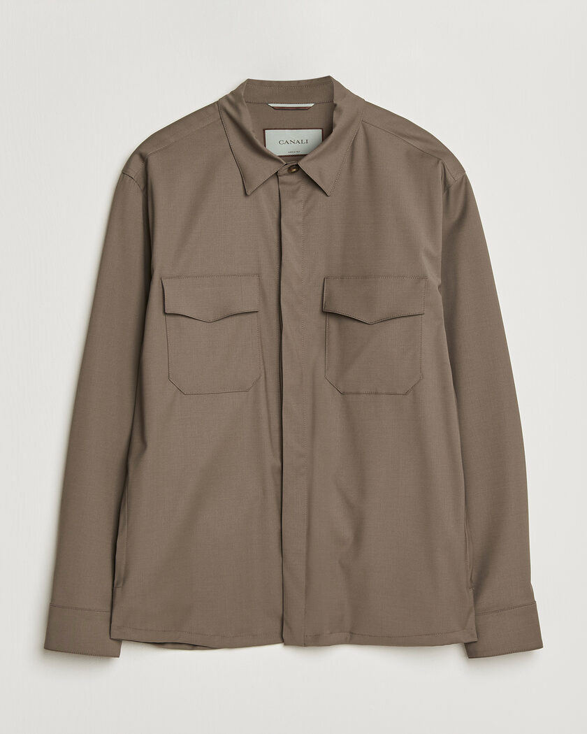 Canali Travel Wool Overshirt Brown – Brown