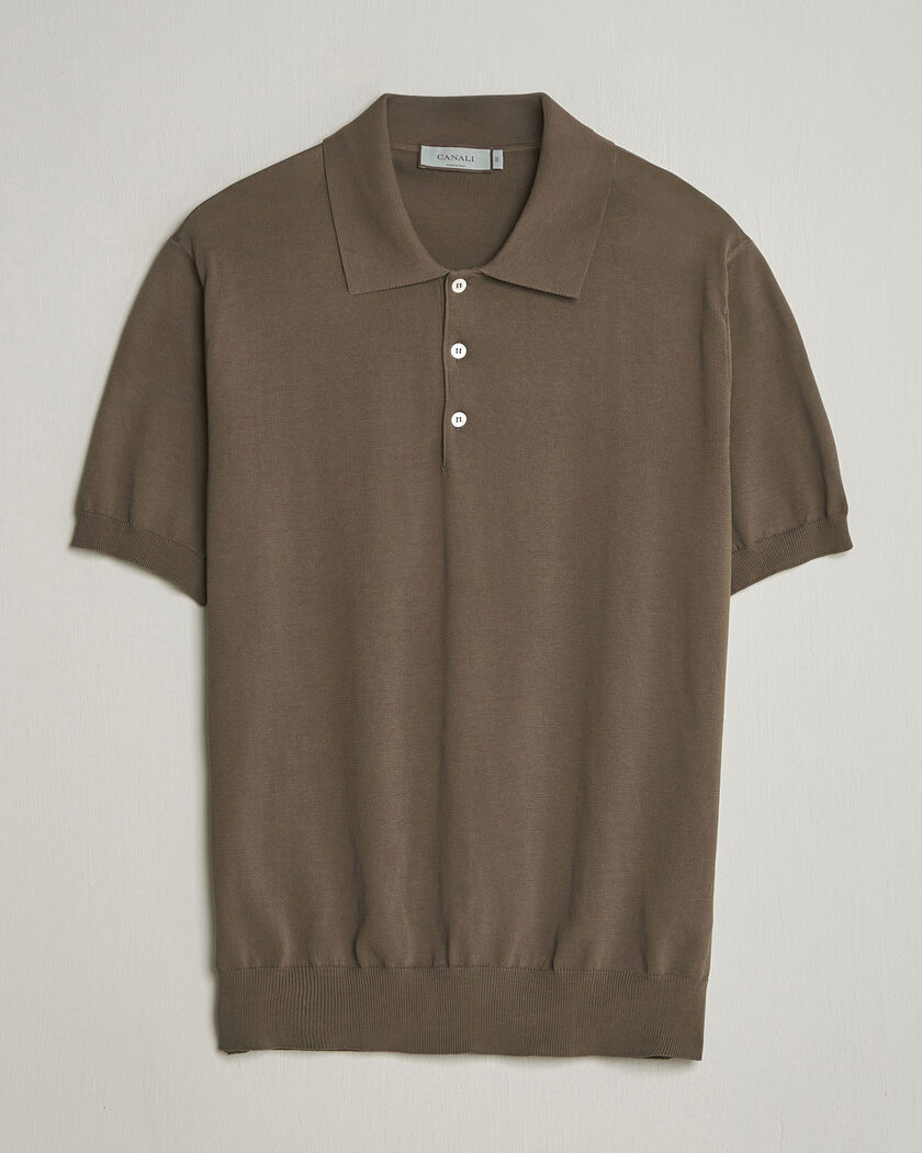 Canali Cotton Short Sleeve Polo Brown – Brown