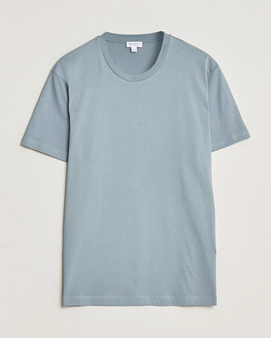 Sunspel Riviera Midweight T-Shirt Stone Blue – Blue