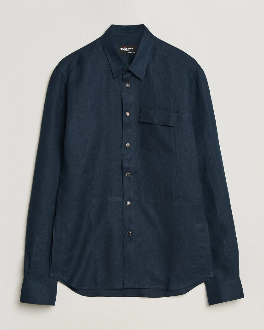 Kiton Linen Overshirt Navy – Blue