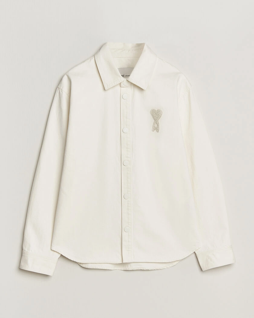 AMI Cotton Twill Overshirt Creme – White