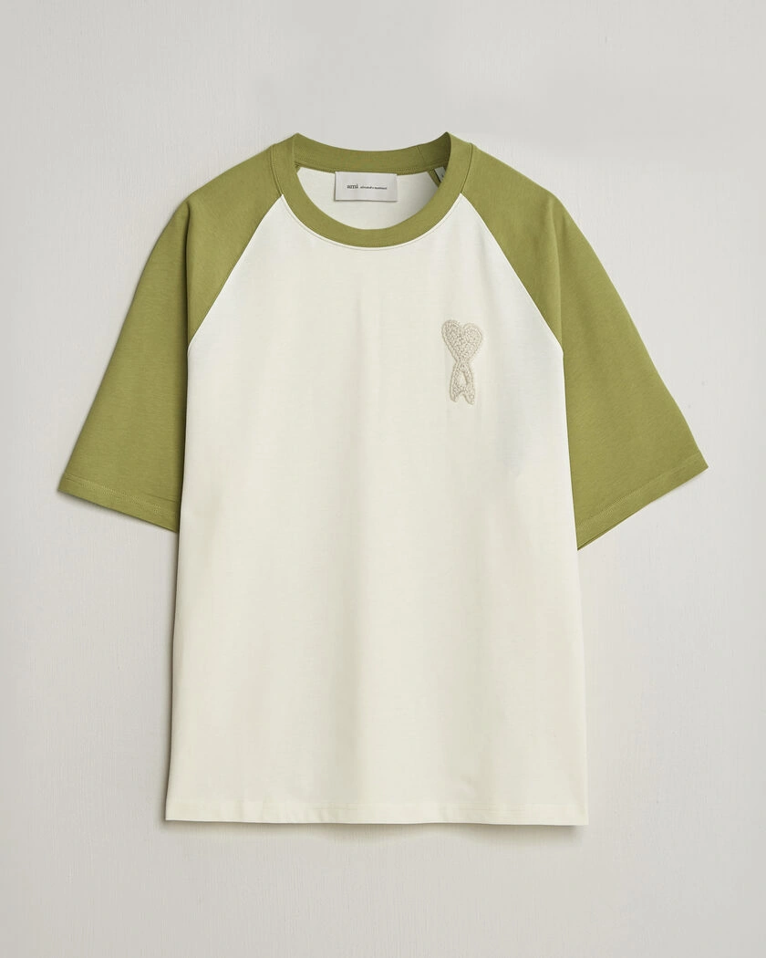 AMI Knitted Heart Logo T-Shirt Creme/Matcha – Green
