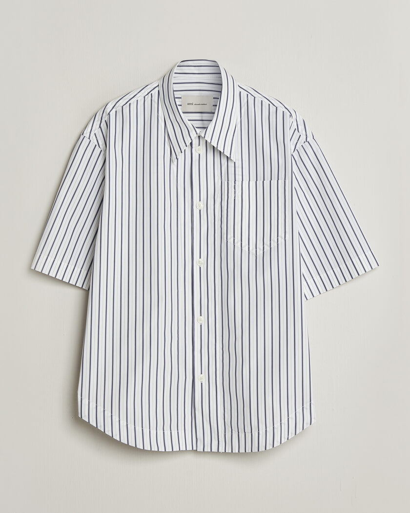 AMI Short Sleeve Camp Collar Shirt White/Blue – Blue