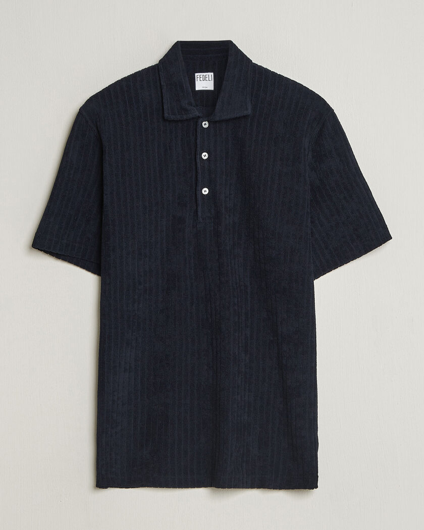 Fedeli Rib Terry Polo Navy – Blue