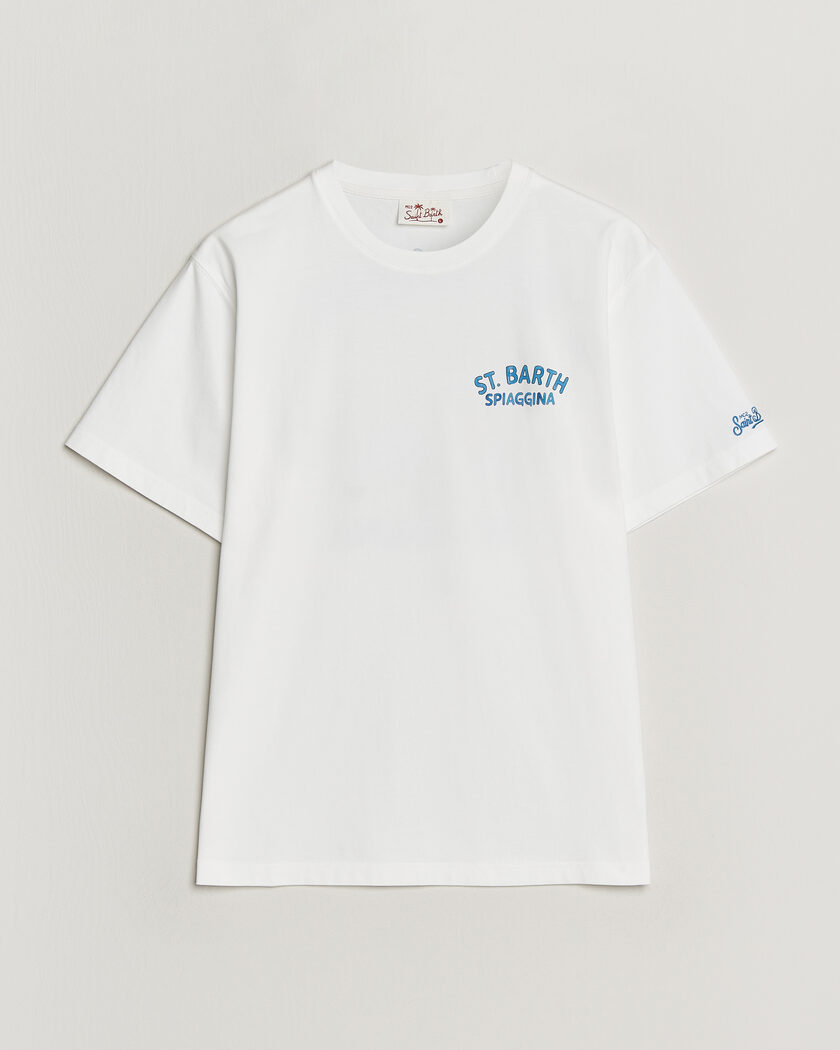 MC2 Saint Barth Back Printed Cotton T-Shirt Spiaggina – White
