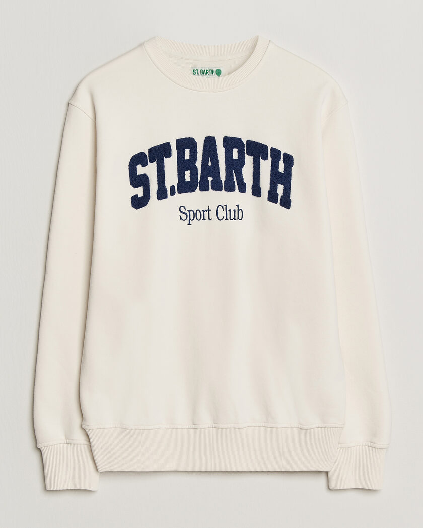 MC2 Saint Barth Terry Cotton Logo Sweatshirt Off White – White