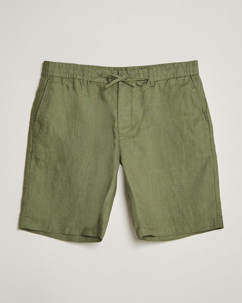 GANT Regular Fit Linen Drawstring Shorts Dry Herb Green – Green