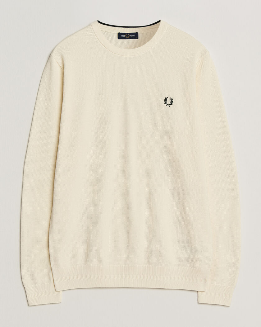 Fred Perry Piqué Stitched Sweater Ecru – White
