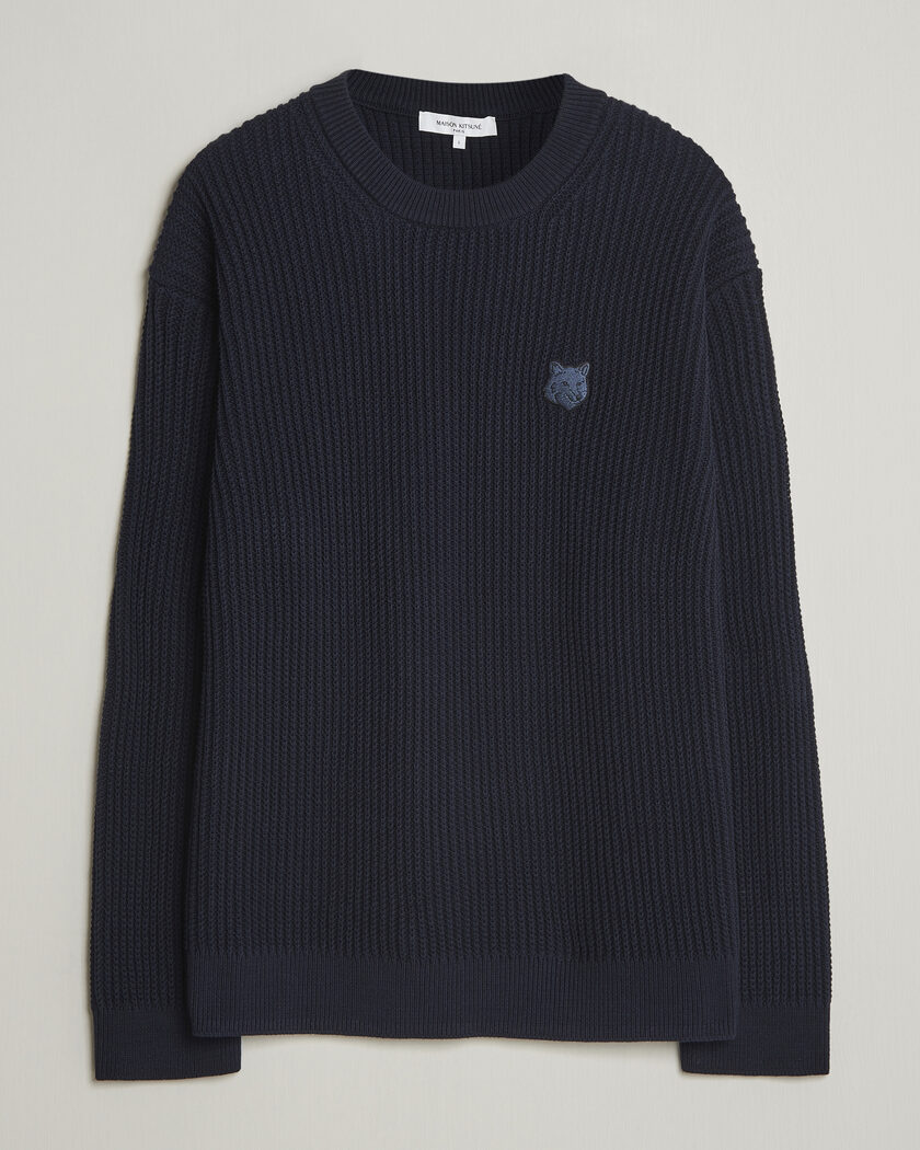 Maison Kitsuné Tonal Fox Head Rib Knitted Sweater Navy – Blue