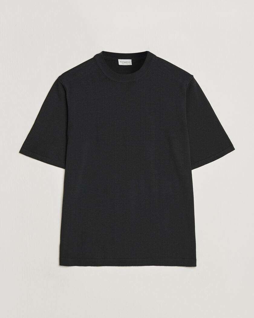 Morgano Knitted Cotton Crepe T-Shirt Black – Black