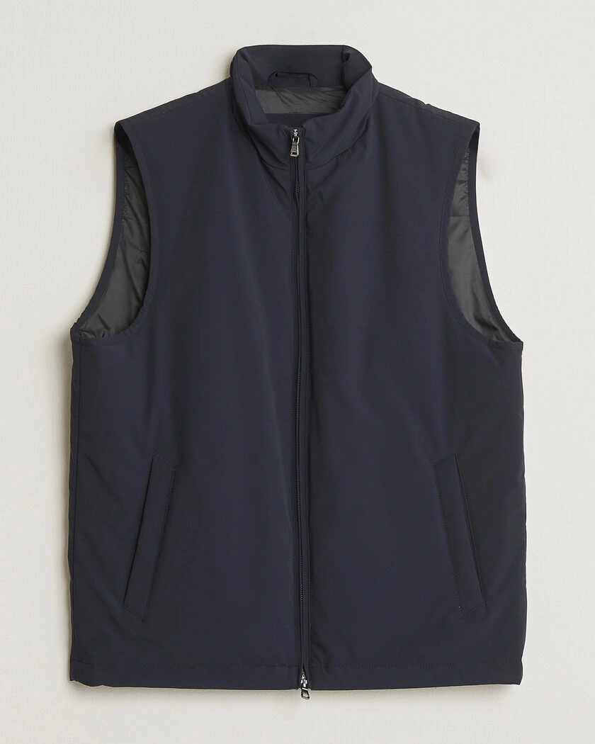 Oscar Jacobson Light Zipped Waistcoat Navy – Blue