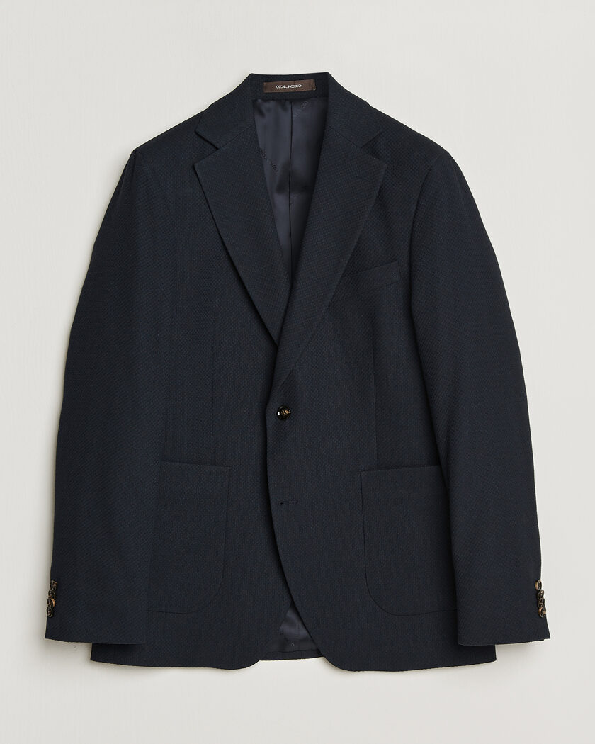 Oscar Jacobson Fogerty Patch Structure Cotton Blazer Navy – Blue