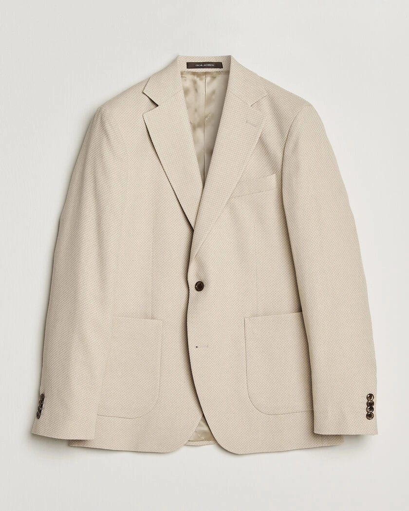 Oscar Jacobson Fogerty Patch Structure Cotton Blazer Beige – Beige