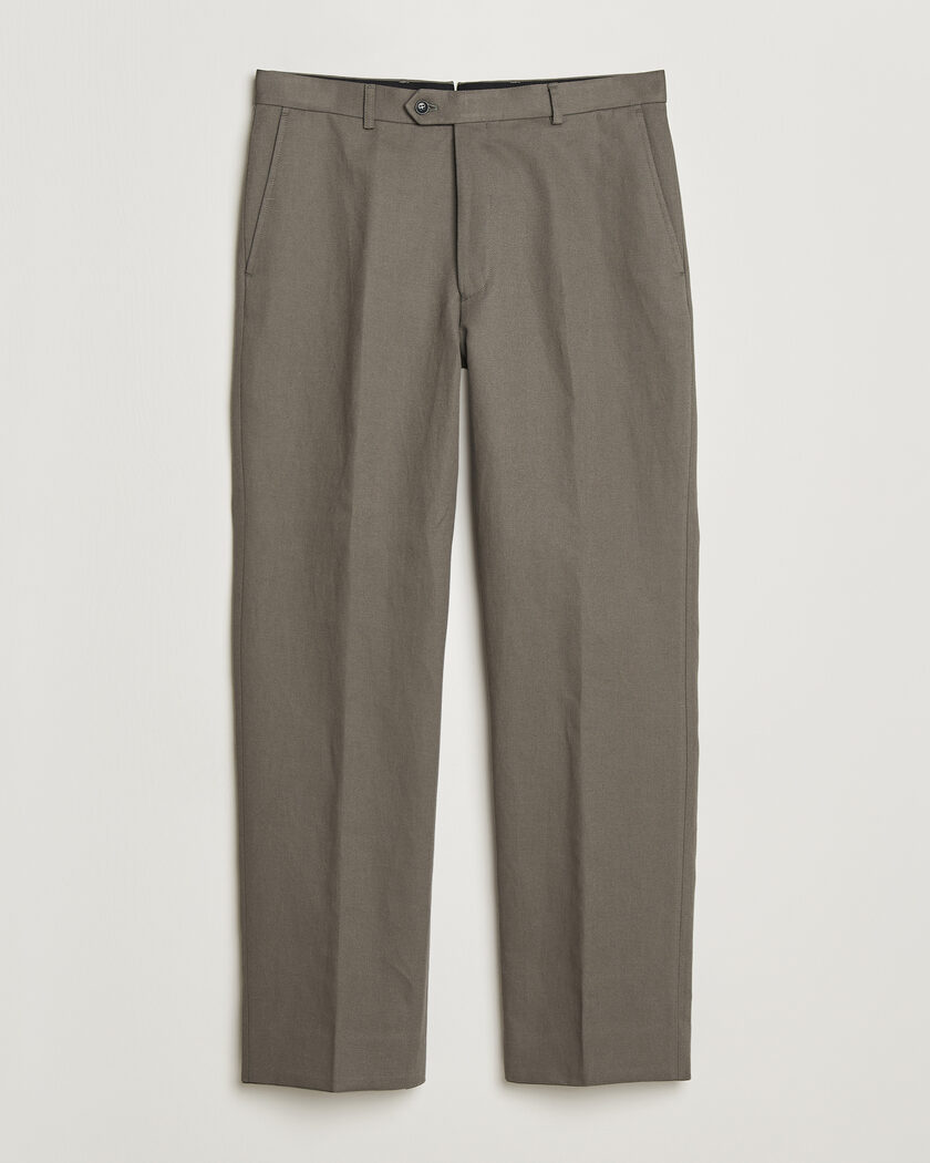 Oscar Jacobson Del Cotton/Linen Trousers Olive – Green
