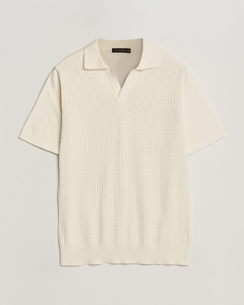 Oscar Jacobson Alf Structured Cotton Polo Off White – White