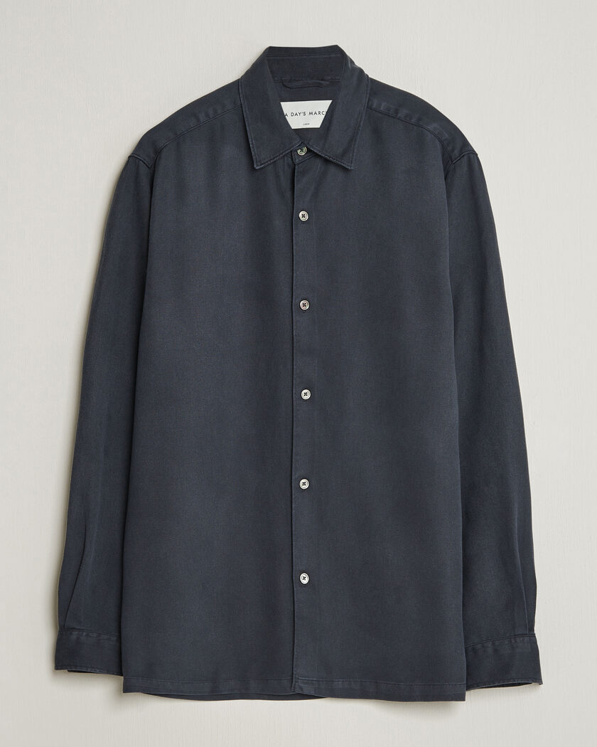 A Day's March Clean Cut Lyocell Shirt Navy – Blue