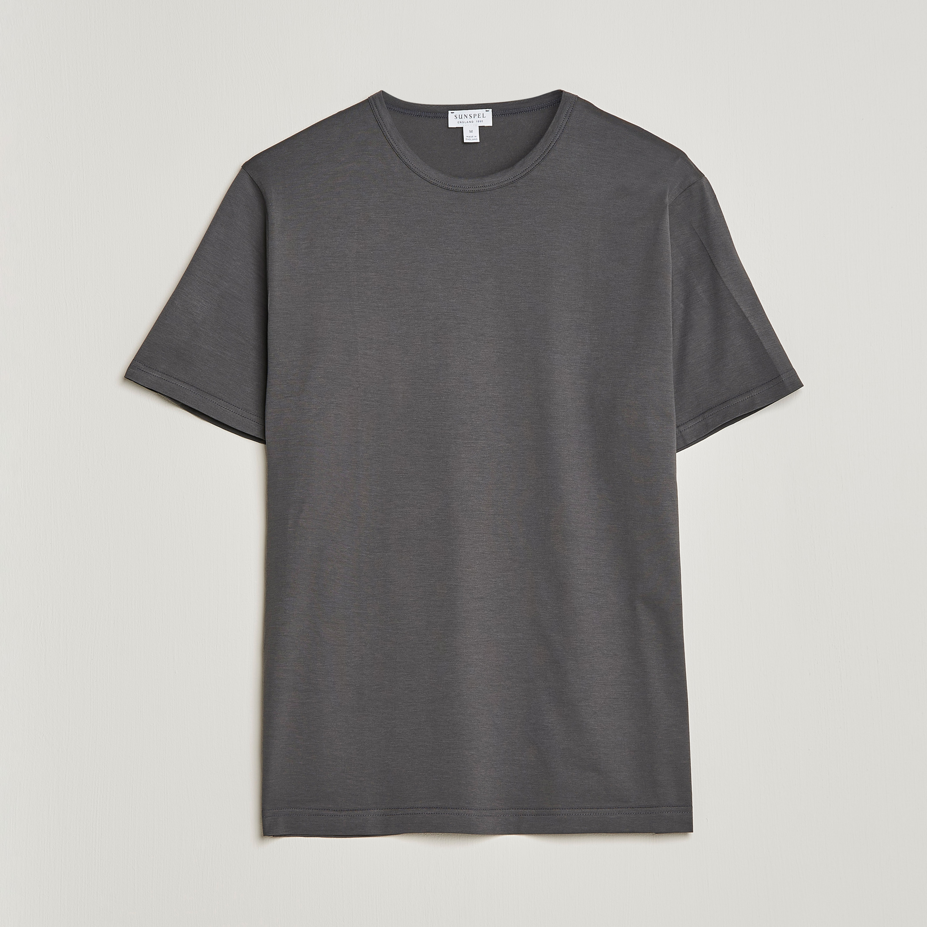 Sunspel Crew Neck Cotton Tee Charcoal at CareOfCarl.com