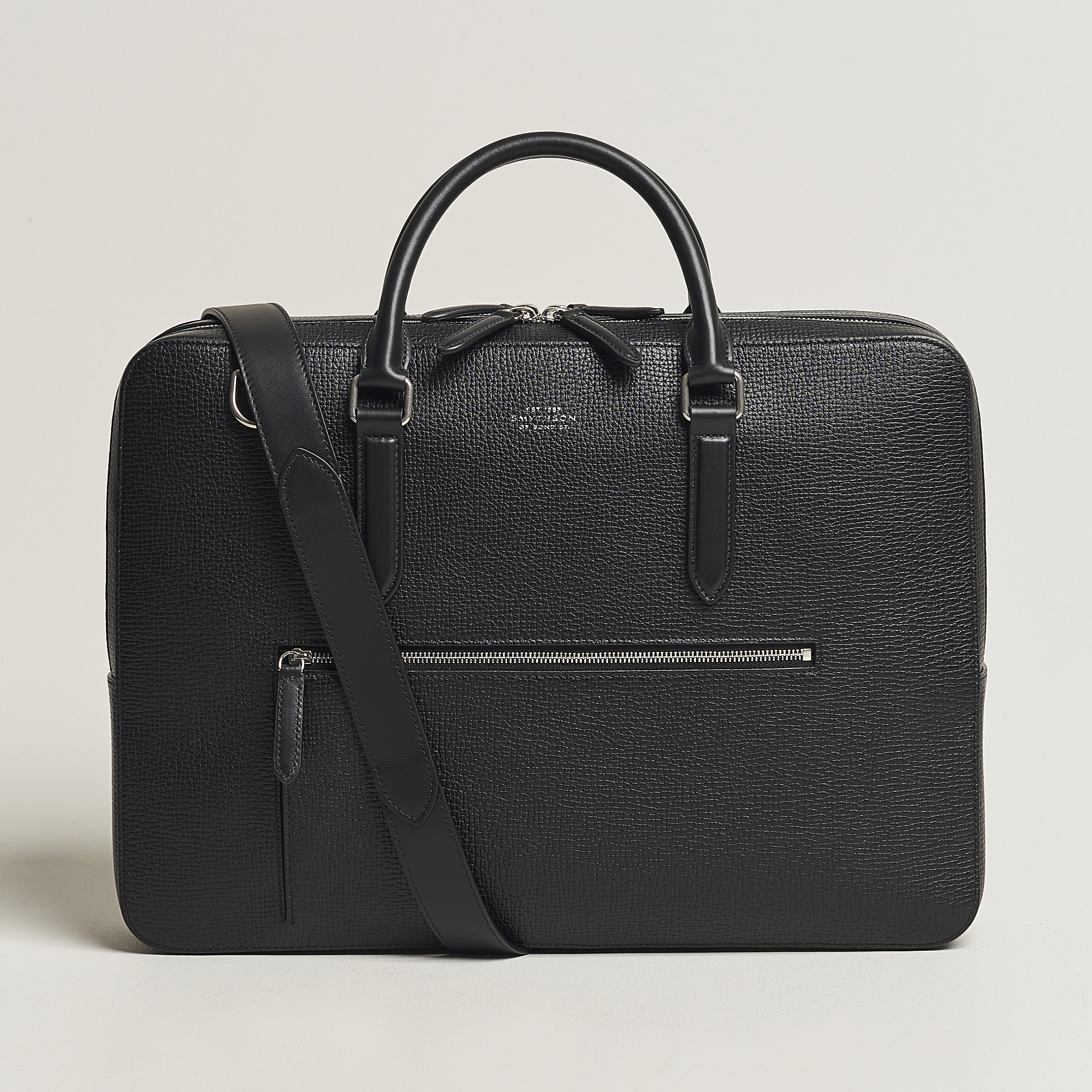 Smythson Ludlow Large Briefcase With Zip Front Black at CareOfCarl.com