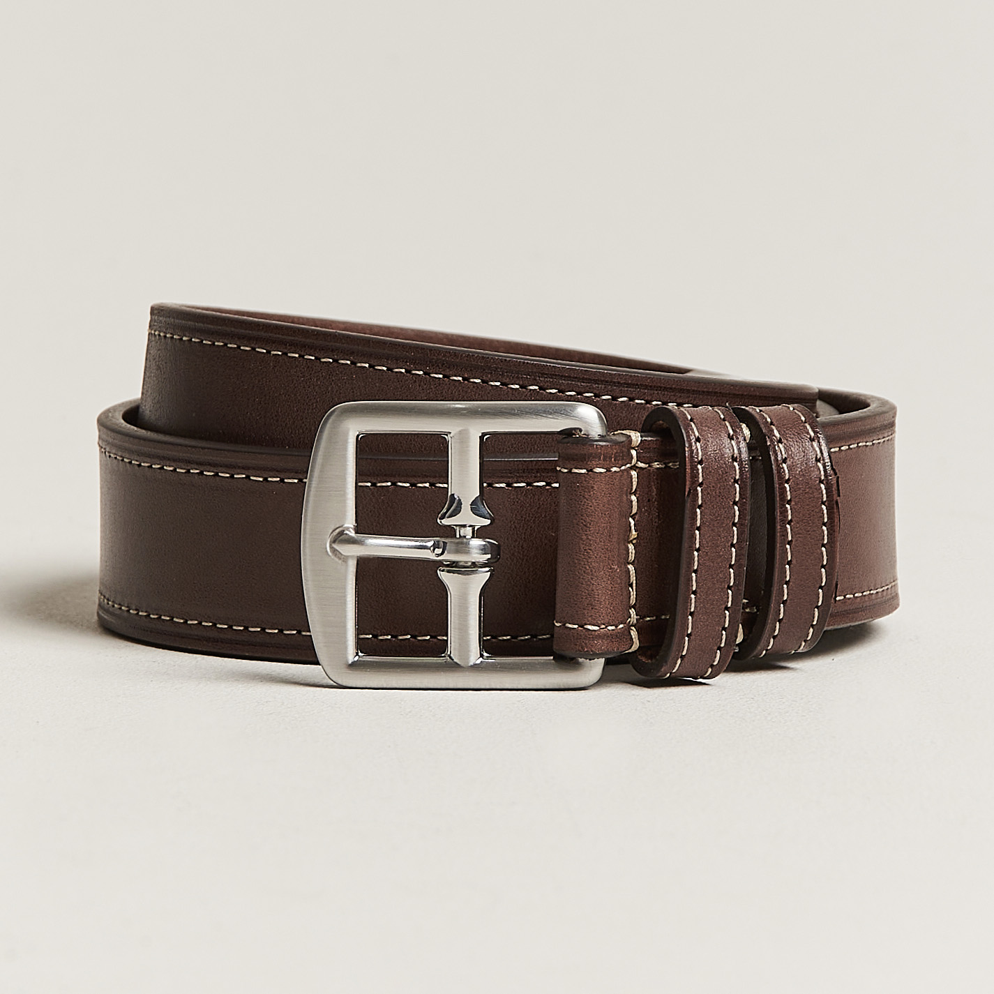 Anderson's Bridle Stiched 3,5 cm Leather Belt Brown at CareOfCarl.com