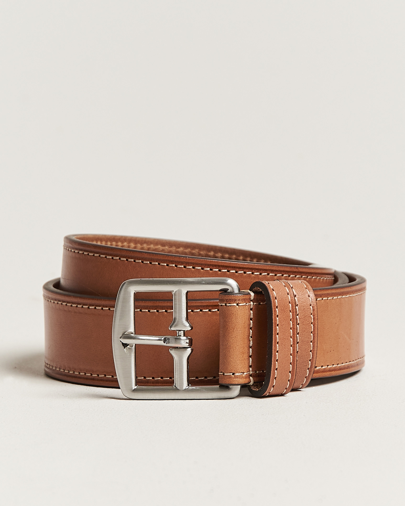 Anderson's Bridle Stiched 3,5 cm Leather Belt Tan at CareOfCarl.com