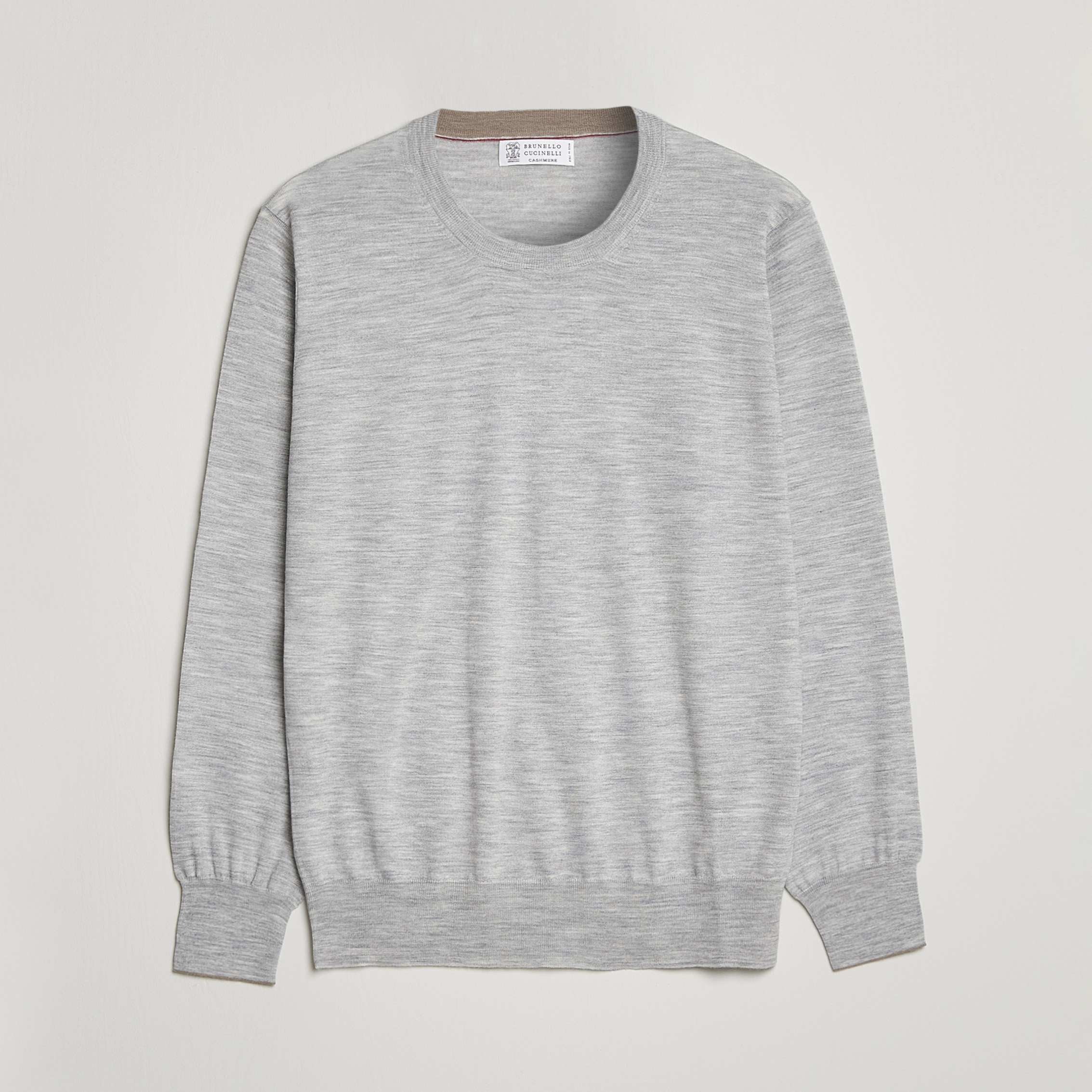 Brunello Cucinelli Cashmere/Wool Crew Neck Sweater Light Grey at CareOfCarl