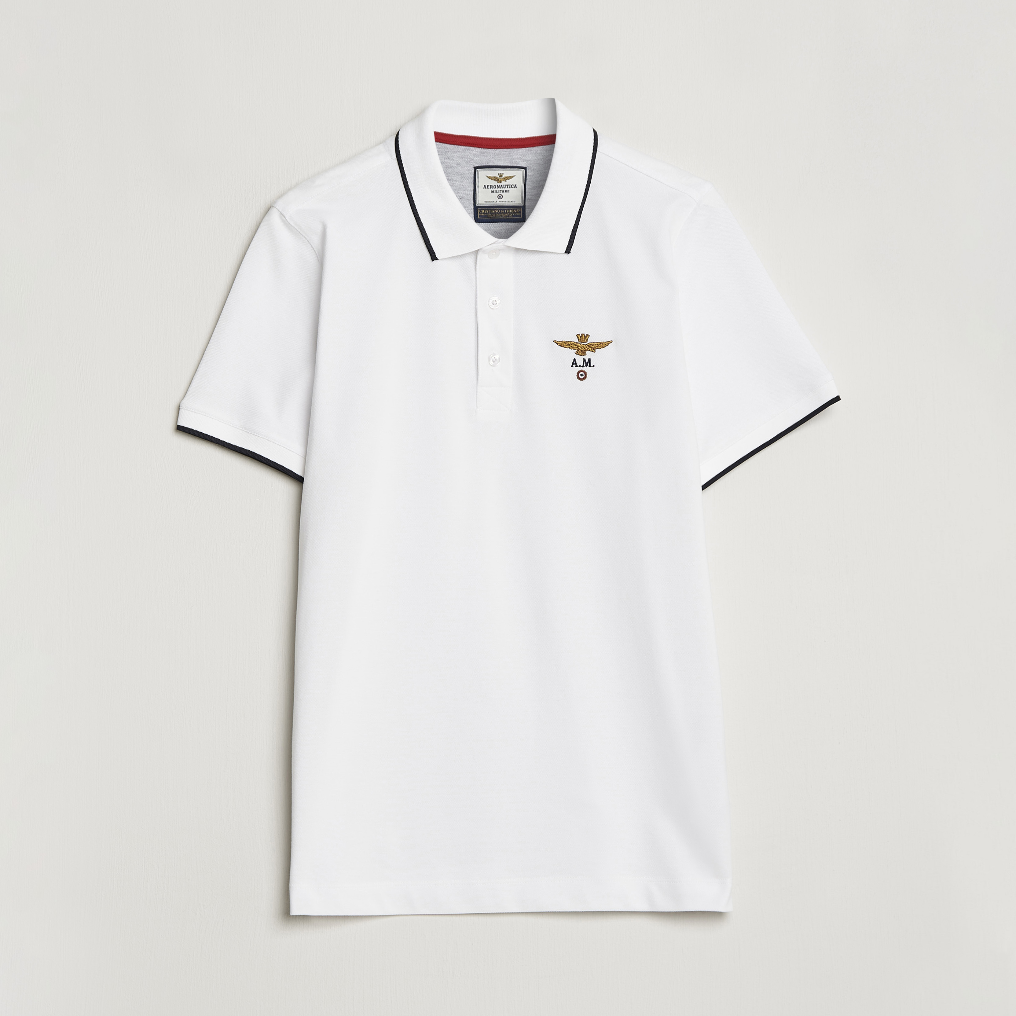 Aeronautica Militare Garment Dyed Cotton Polo Off White at CareOfCarl.com