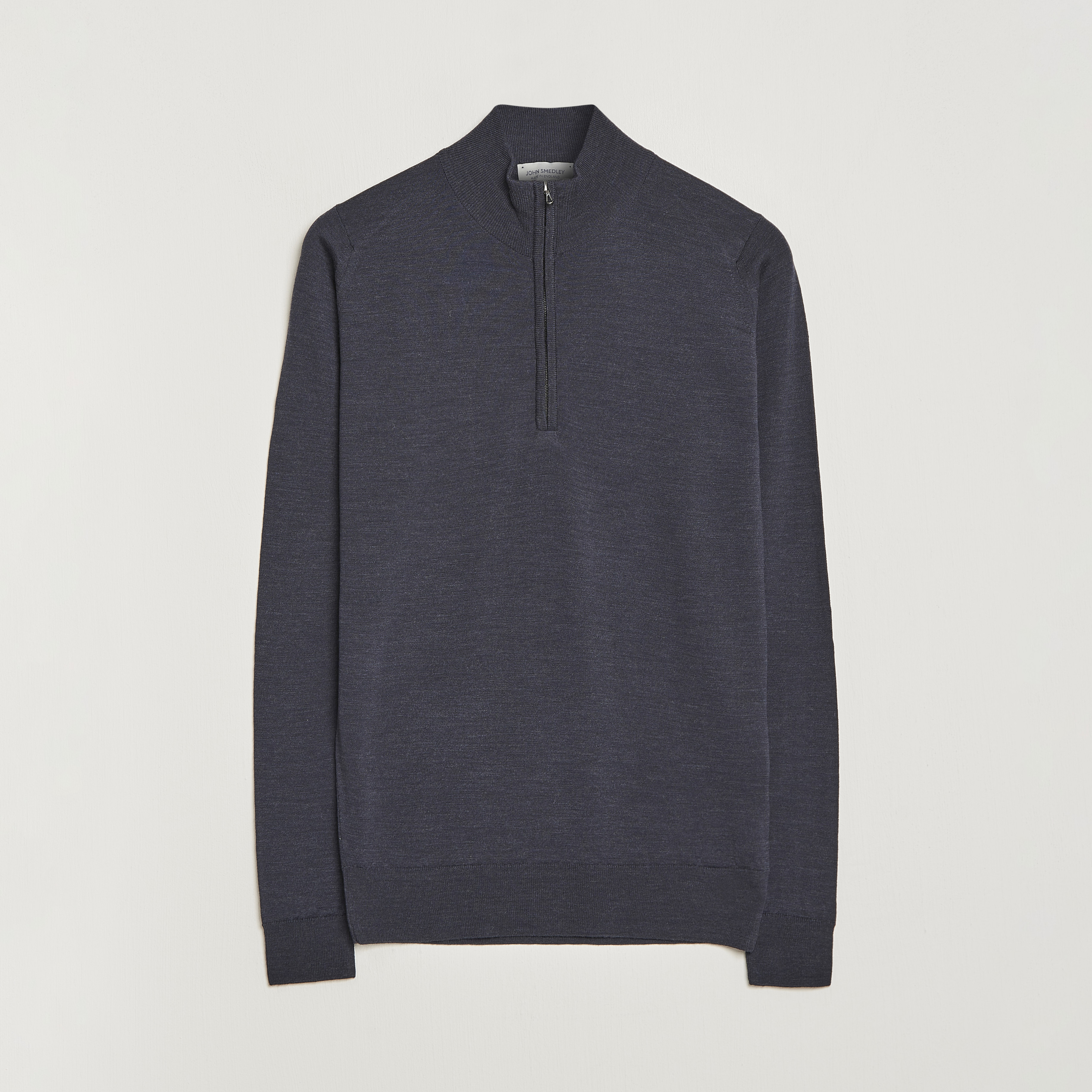 John Smedley Barrow Extra Fine Merino Half Zip Hepbrun Smoke at