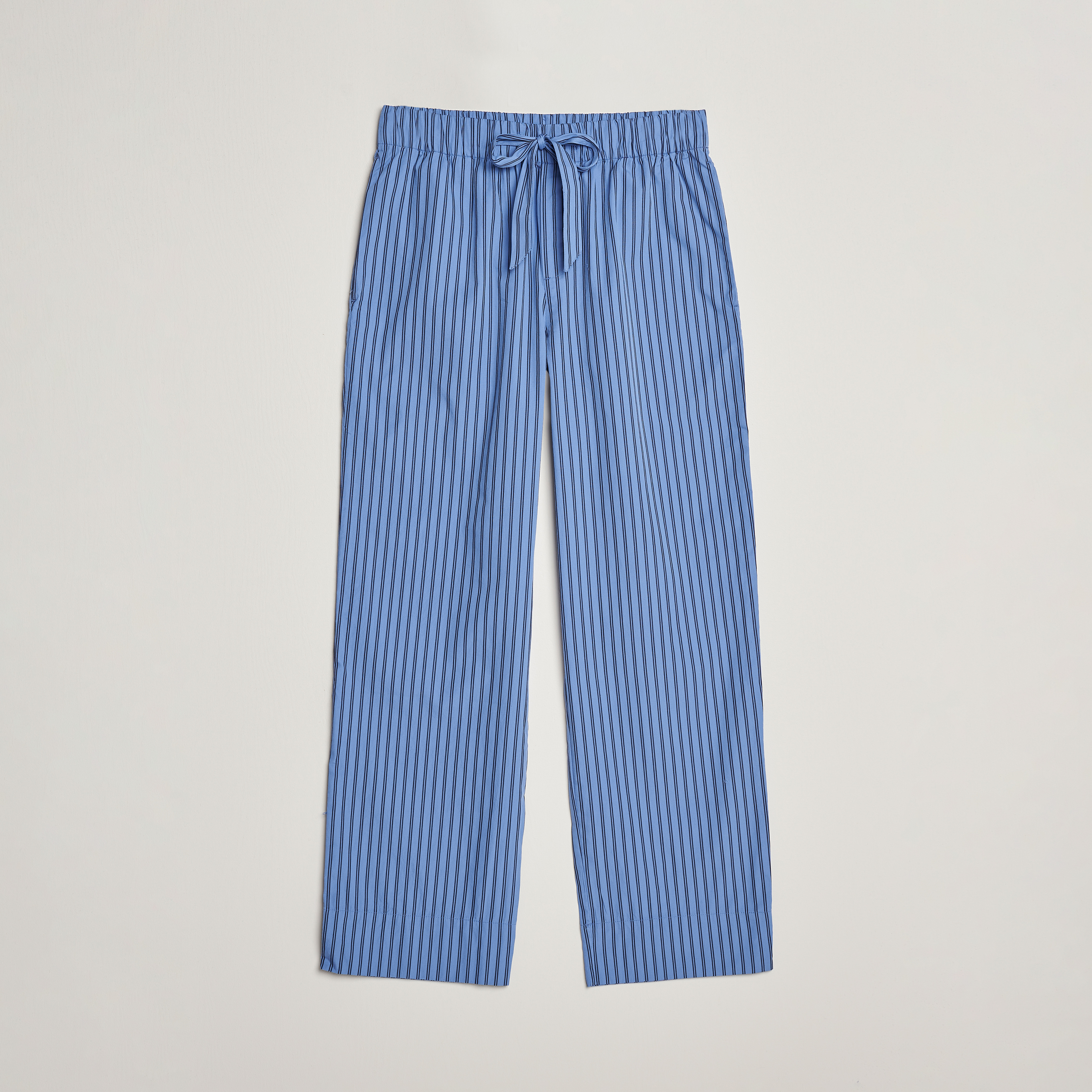 COS Striped Wide-Leg Poplin Pyjama Trousers in GREEN / CREAM / STRIPED