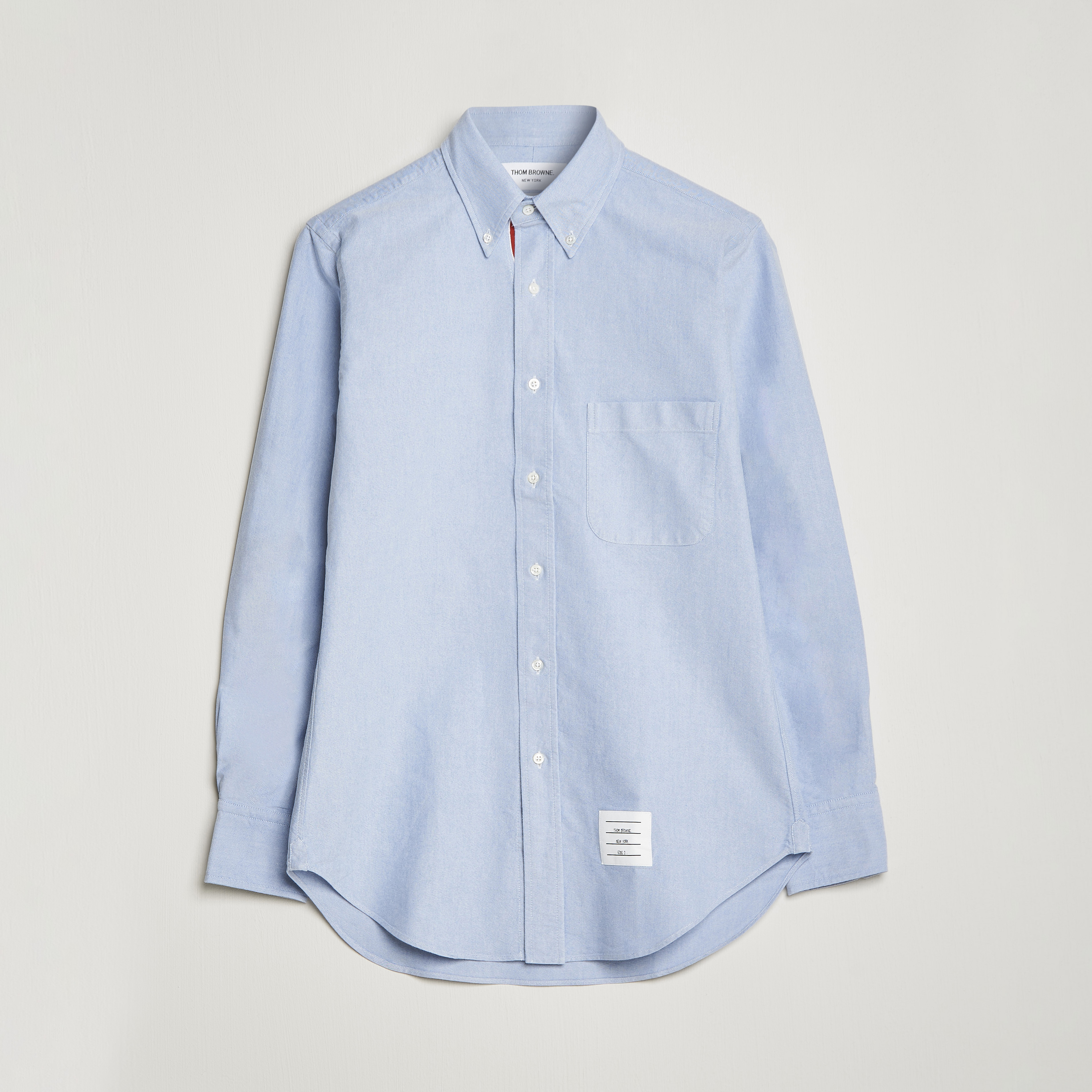 Thom Browne Grosgrain Placket Oxford Shirt Light Blue at