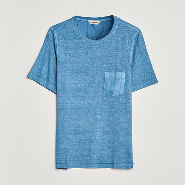 Gran Sasso Washed Linen Tee Blue at CareOfCarl.com