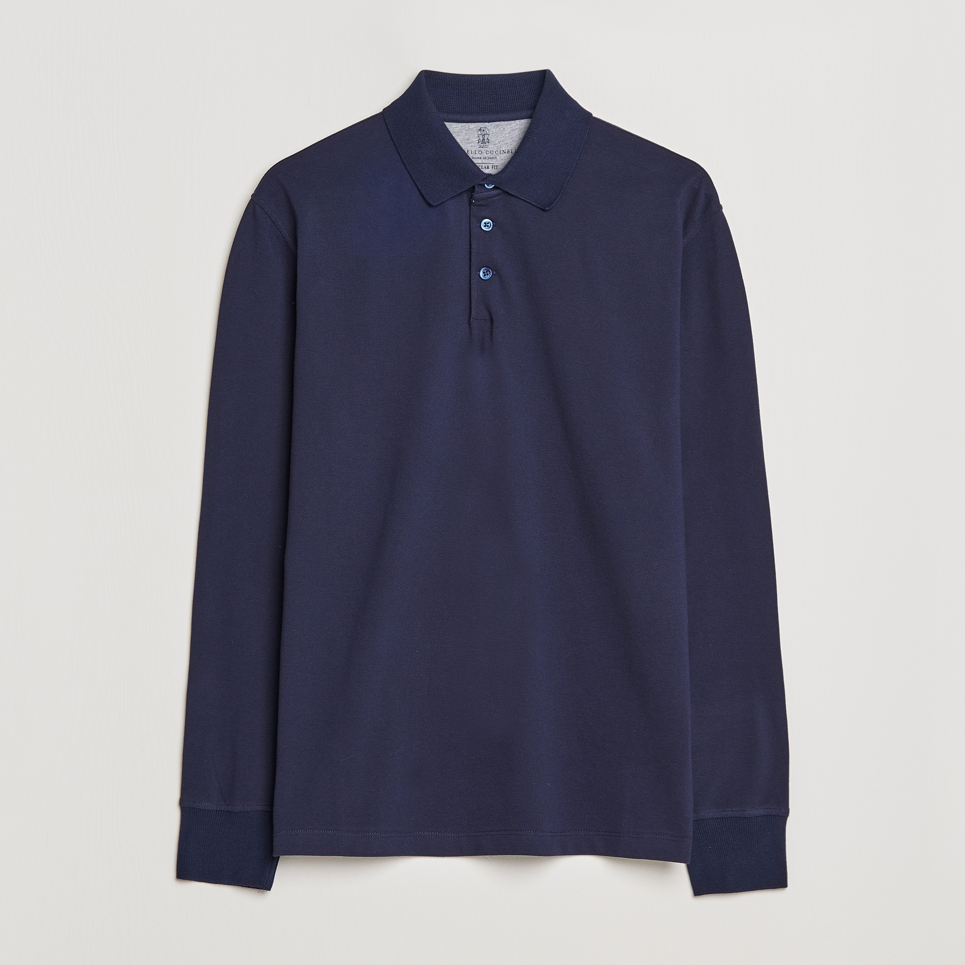 Brunello Cucinelli Long Sleeve Polo Navy at CareOfCarl.com