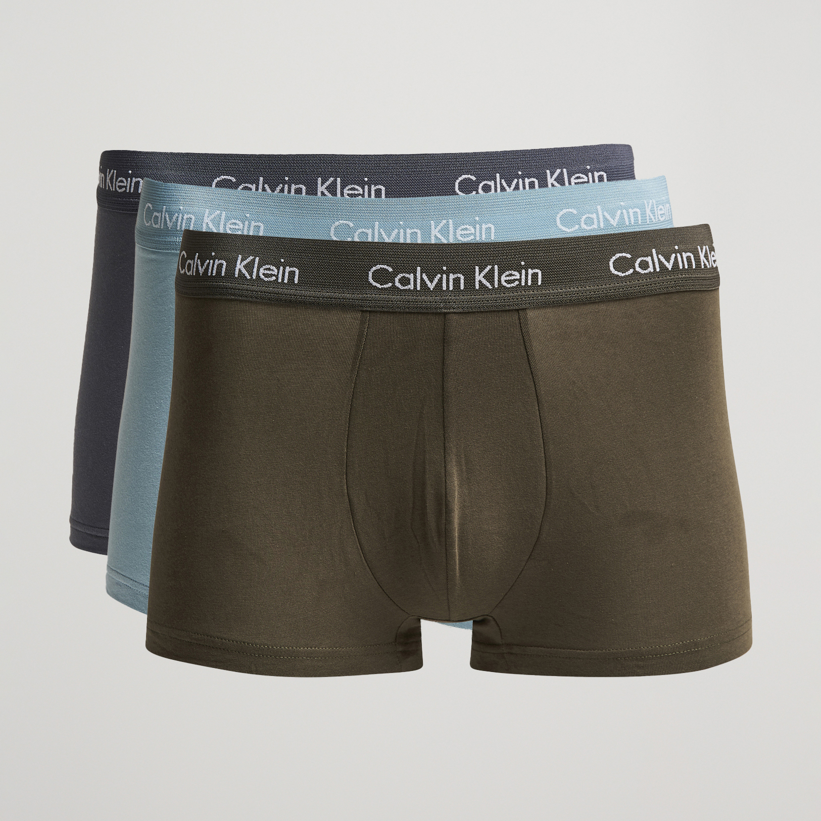 Calvin Klein Cotton Stretch 3-Pack Low Rise Trunk Grey/Light Grey/Olive at