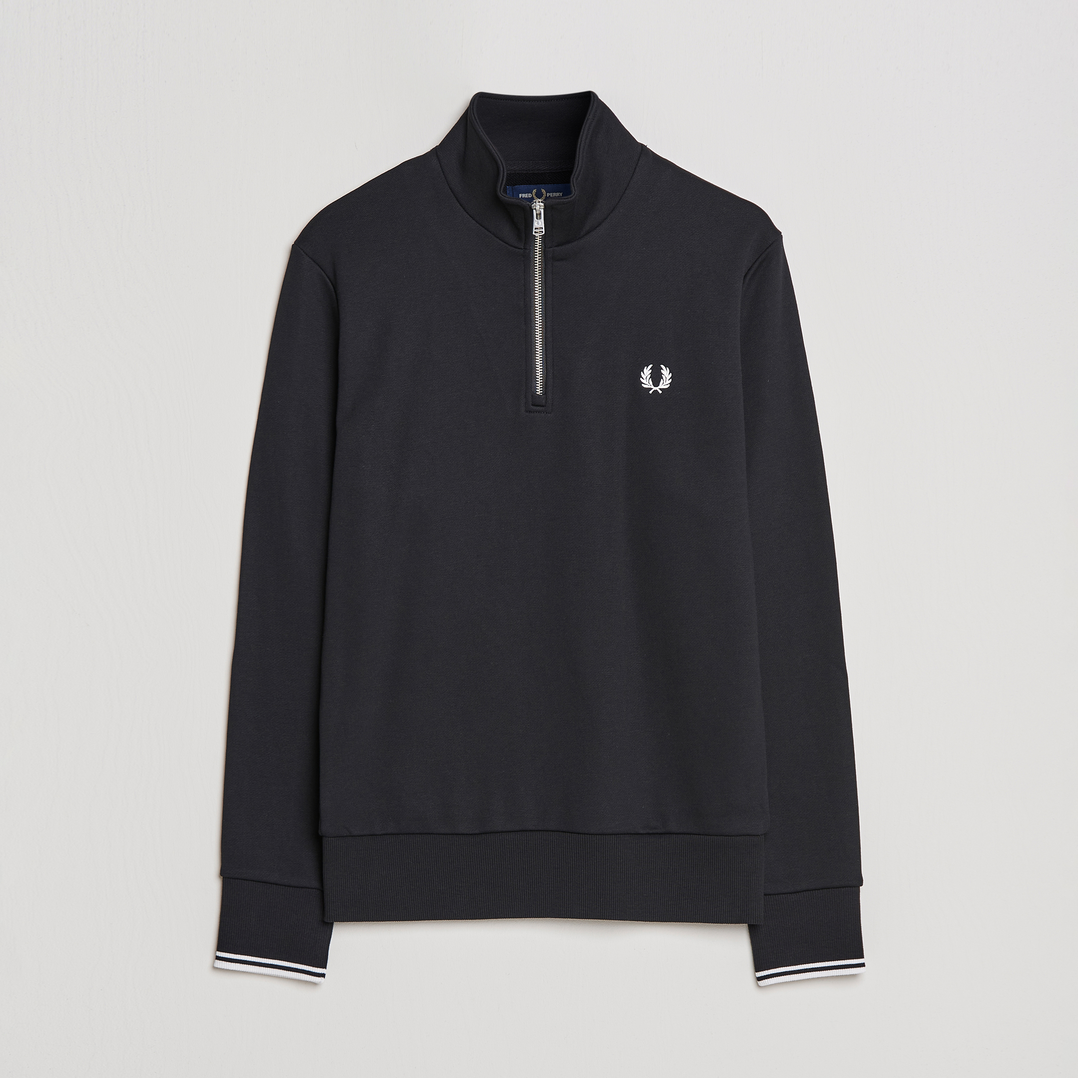 Fred Perry Half Zip Sweatshirt Black at