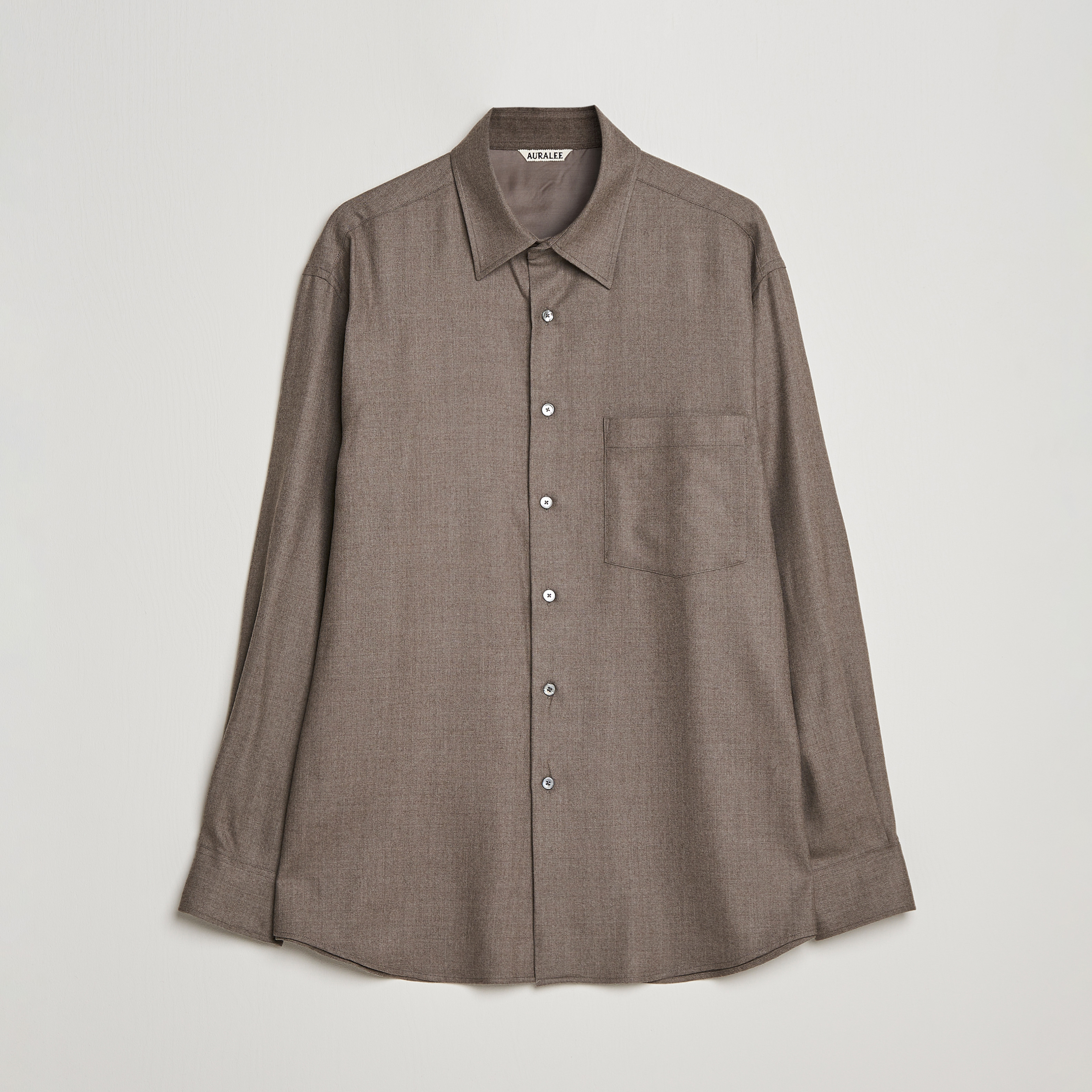 Auralee Super Light Wool Shirt Dark Brown at CareOfCarl.com