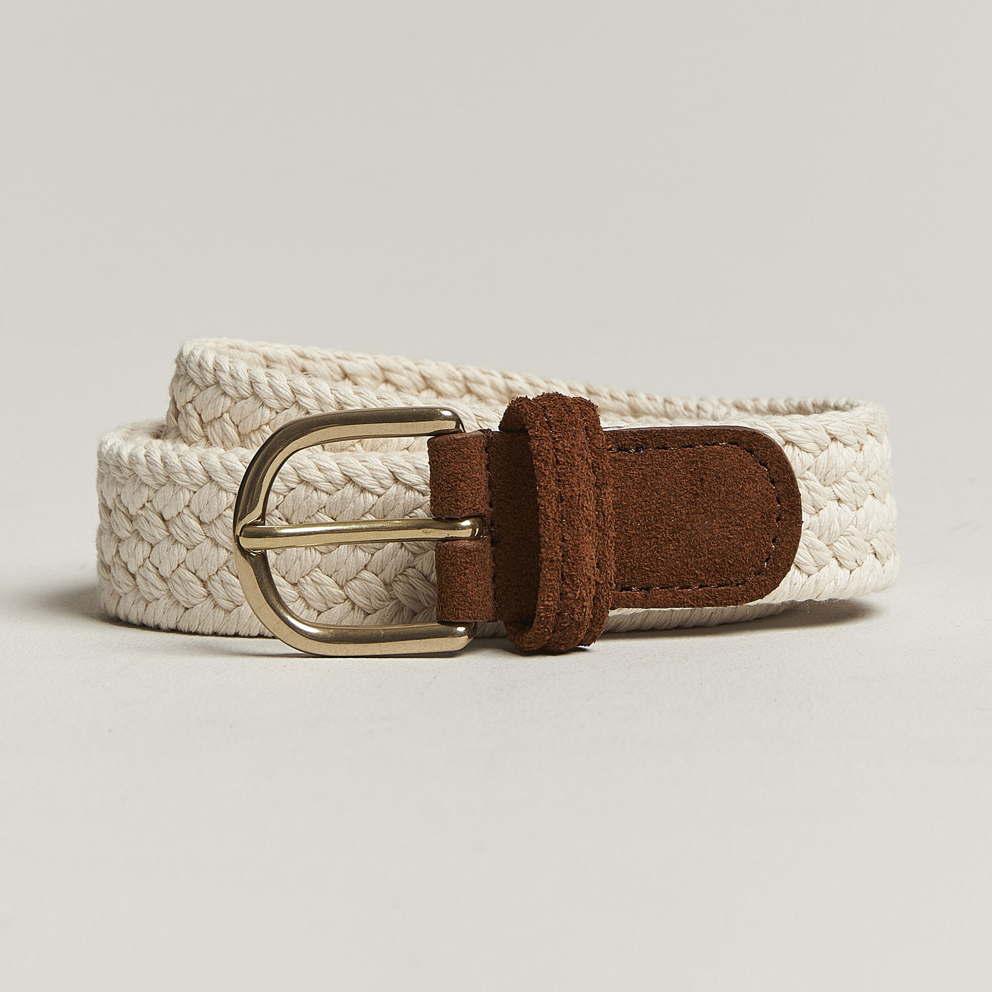 Braided Brown Leather and Cotton Belt