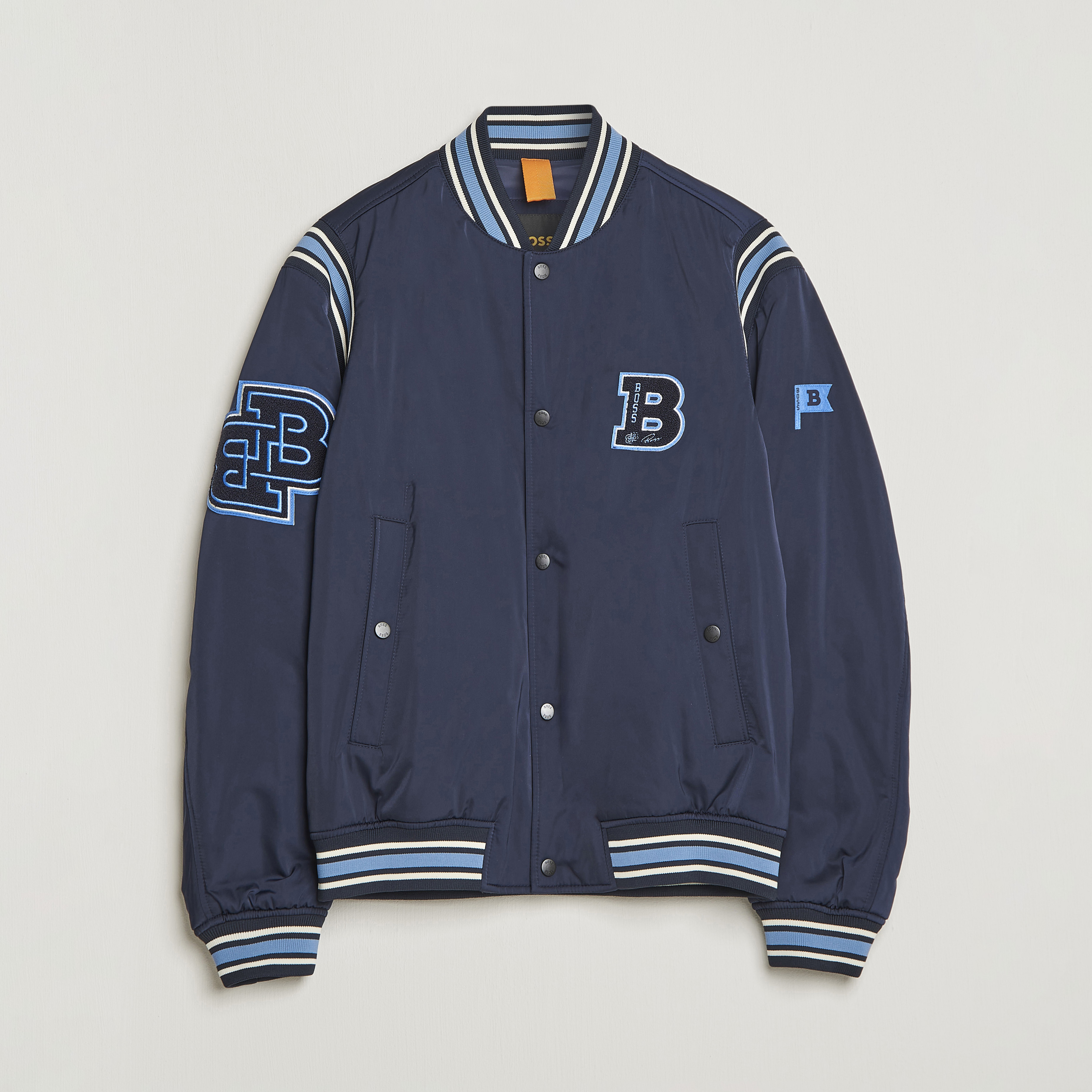 Oronzo Varsity Bomber Jacket Dark Blue at CareOfCarl.com