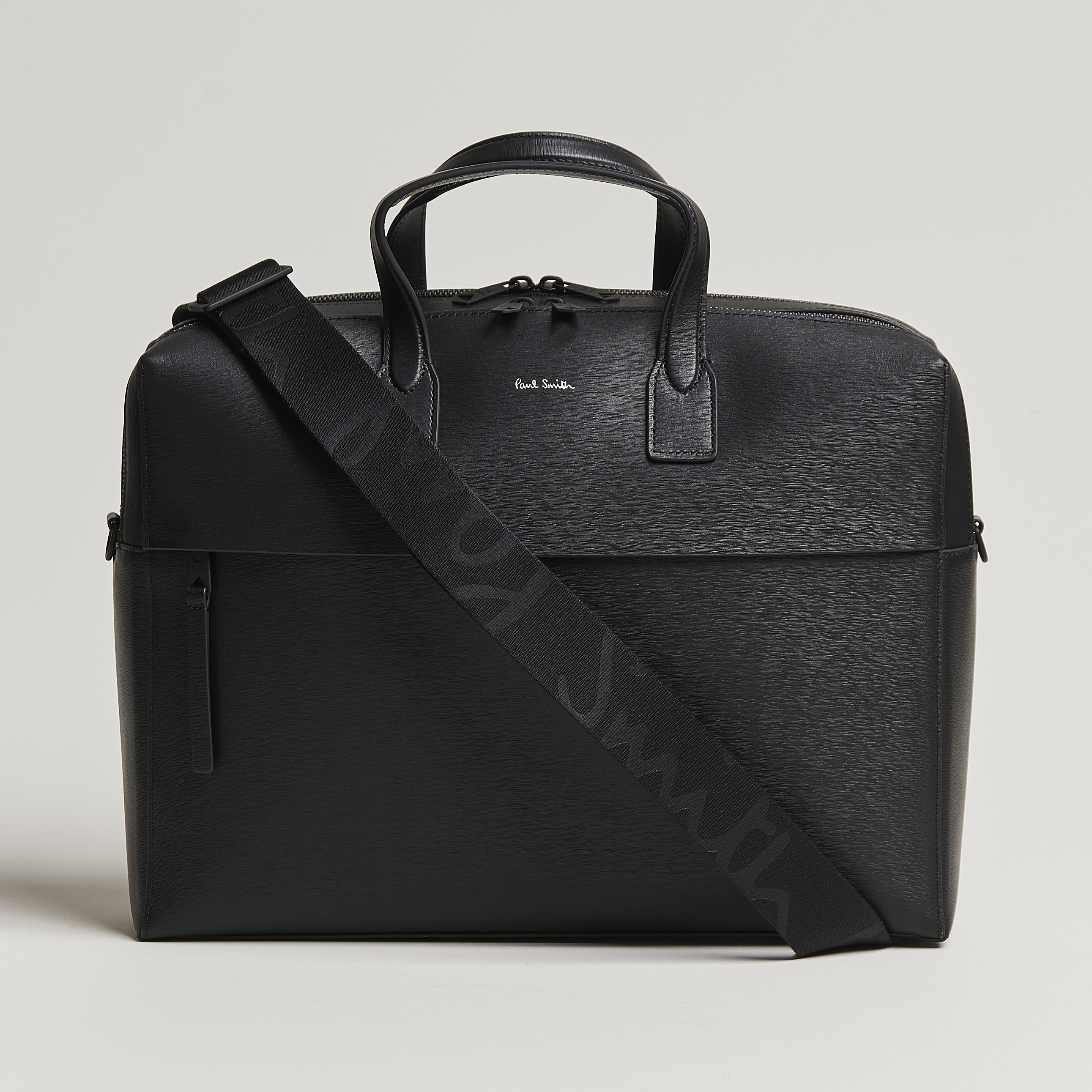 Paul Smith Leather Double Zip Shoulder Bag Black at CareOfCarl.com