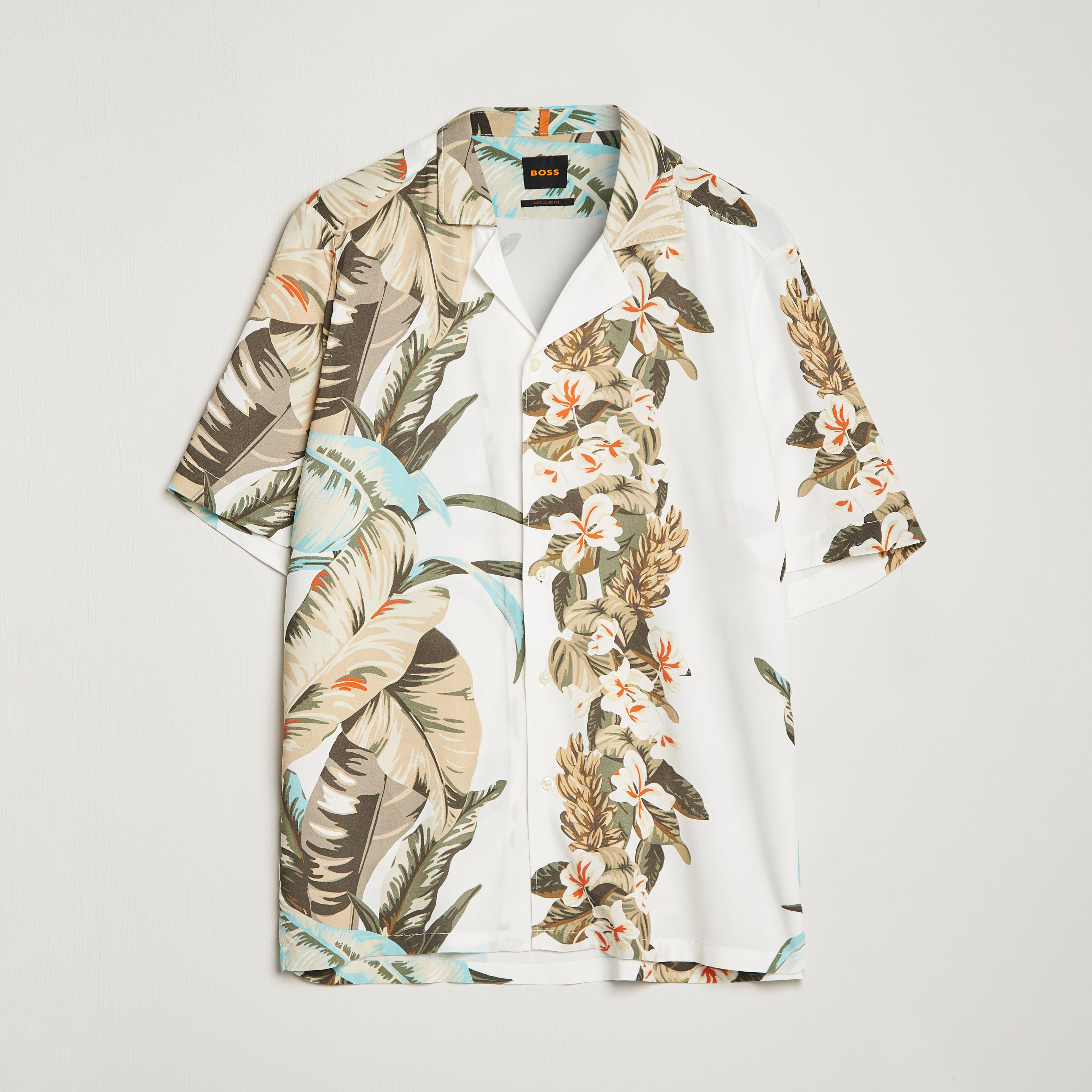 BOSS - Regular-fit shirt in Hawaiian-print twill