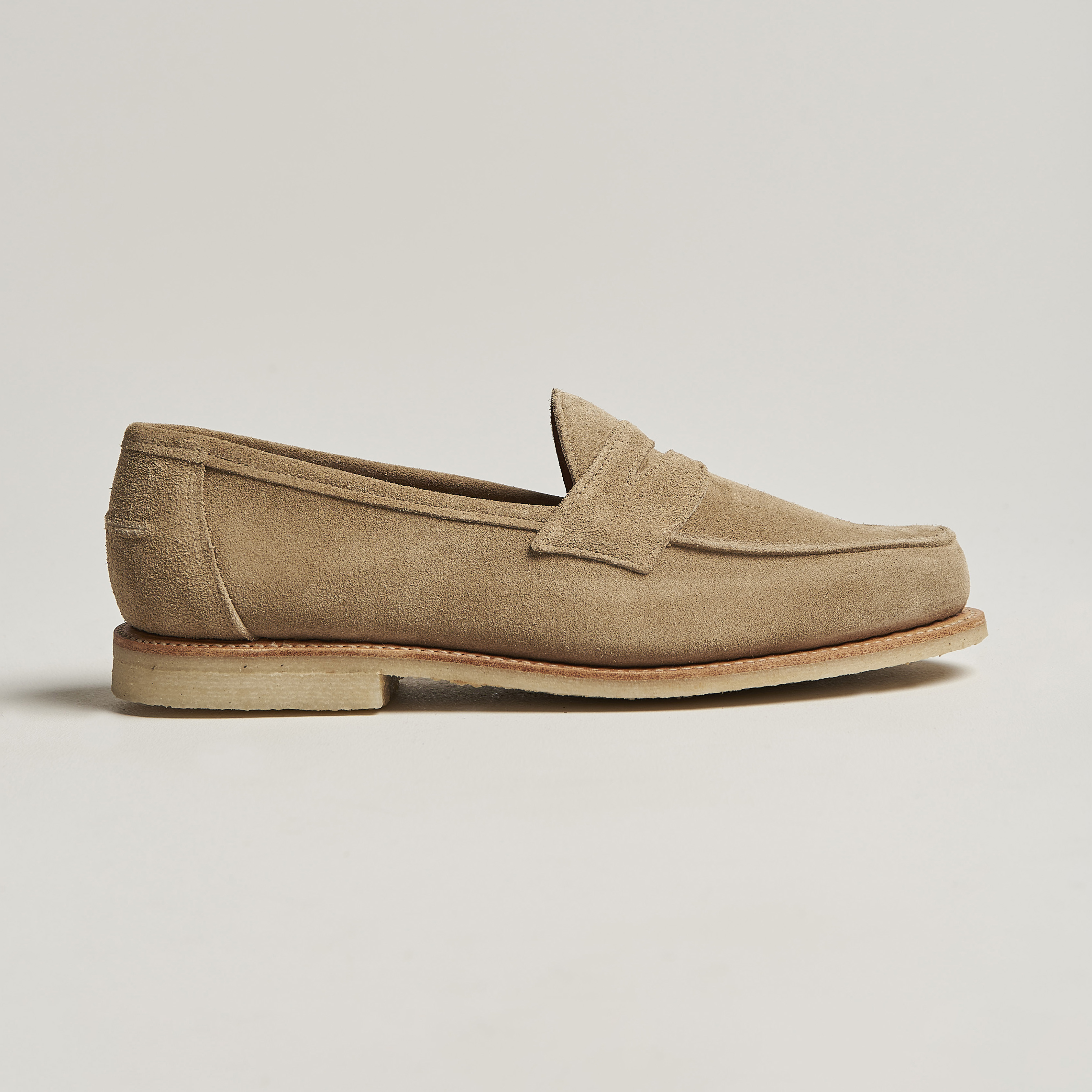 Sanders Edwin Unlined Suede Penny Loafer Milkshake at