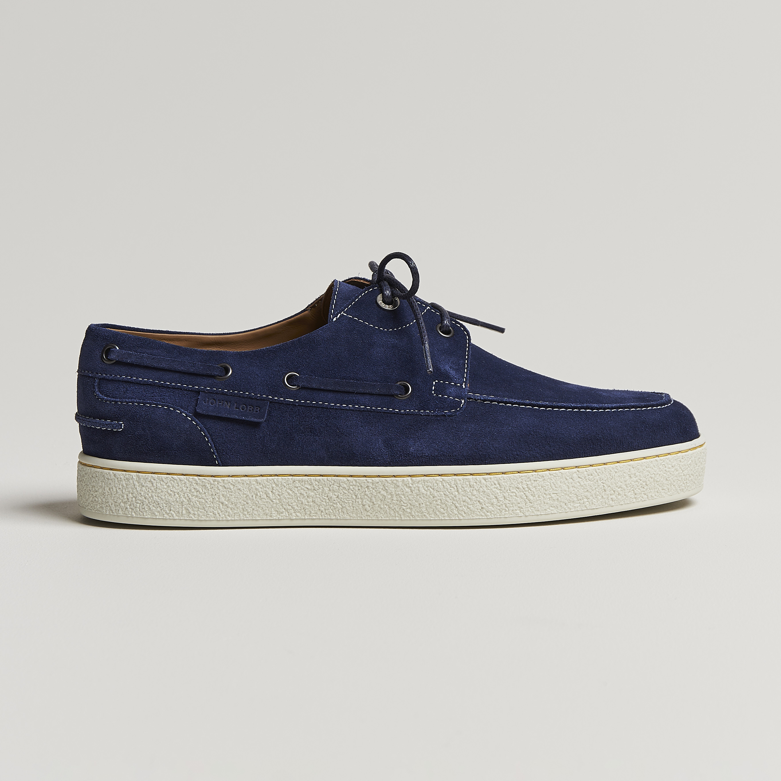 John Lobb Pier Boatshoe Sneakers Navy Suede at CareOfCarl.com