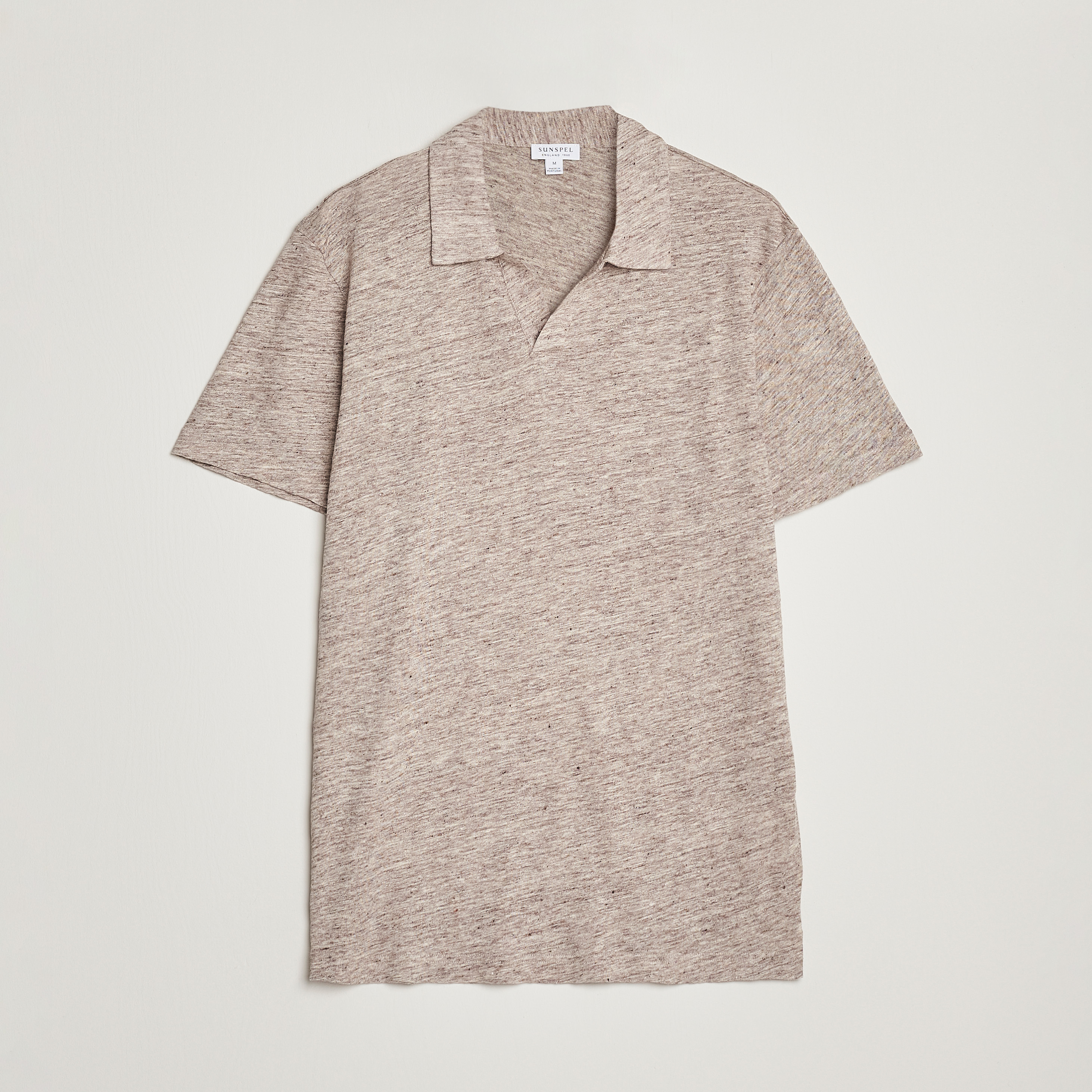 Sunspel Linen Polo Shirt Oatmeal Melange at CareOfCarl