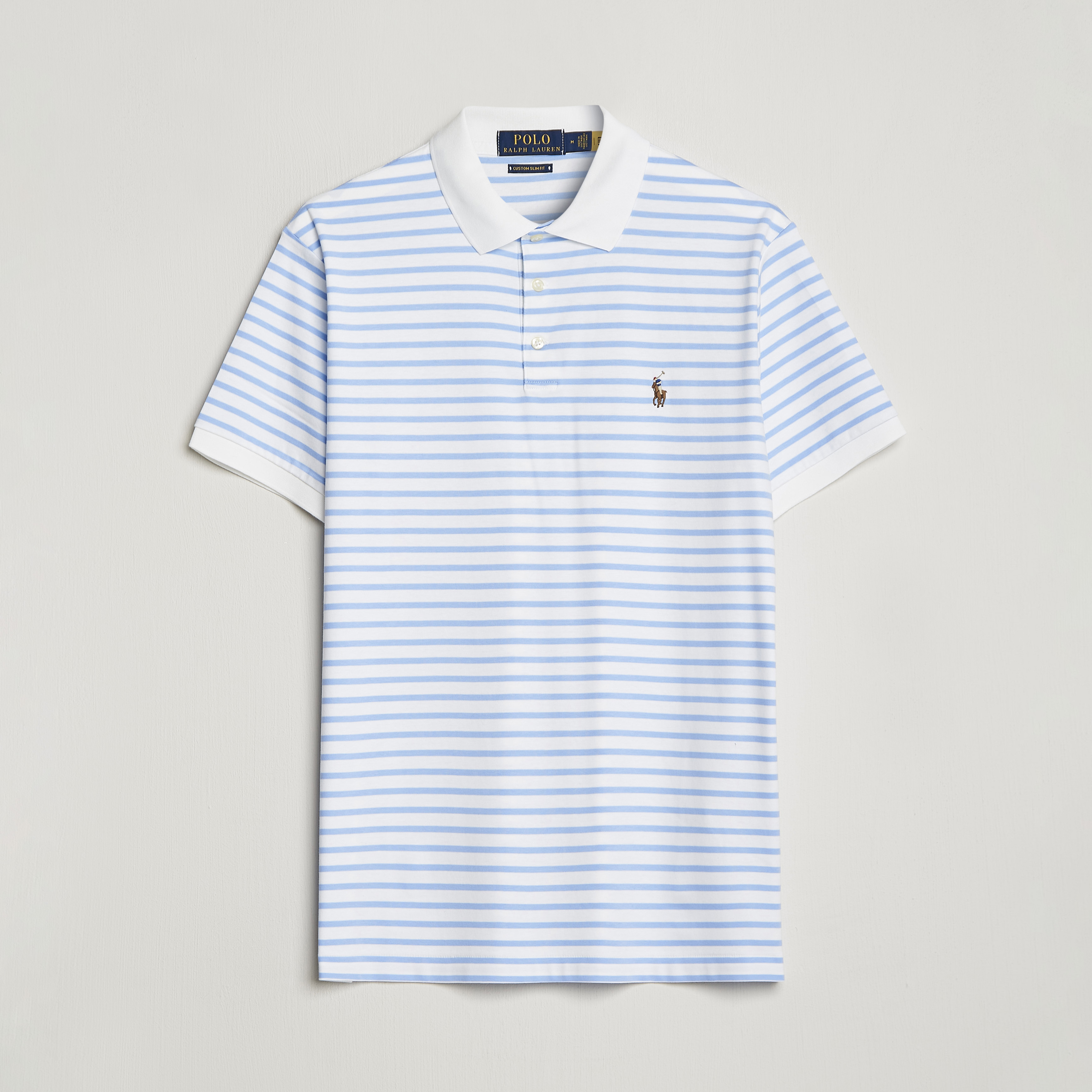 Polo Ralph Lauren Luxury Pima Cotton Striped Polo White/Austin Blue at Care