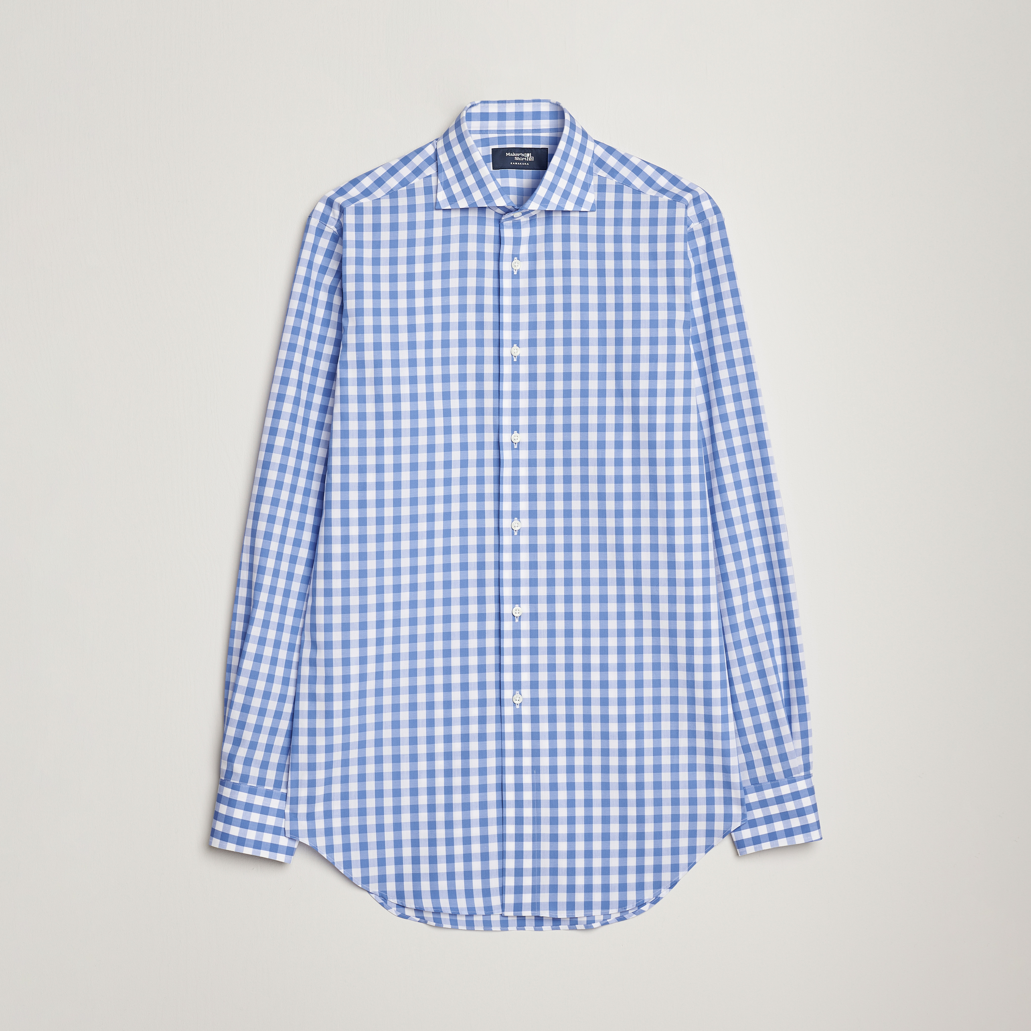 Kamakura Shirts Slim Fit Broadcloth Spread Shirt Blue Gingham at