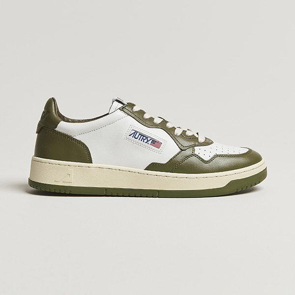 Autry Medalist Low Bicolor Leather Sneaker Military Olive at CareOfCarl.com